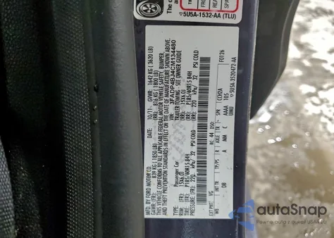 2012 Ford Fiesta Se z USA, uszkodzony, nr VIN 3FADP4BJ4CM134480